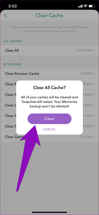 Clear App Cache  